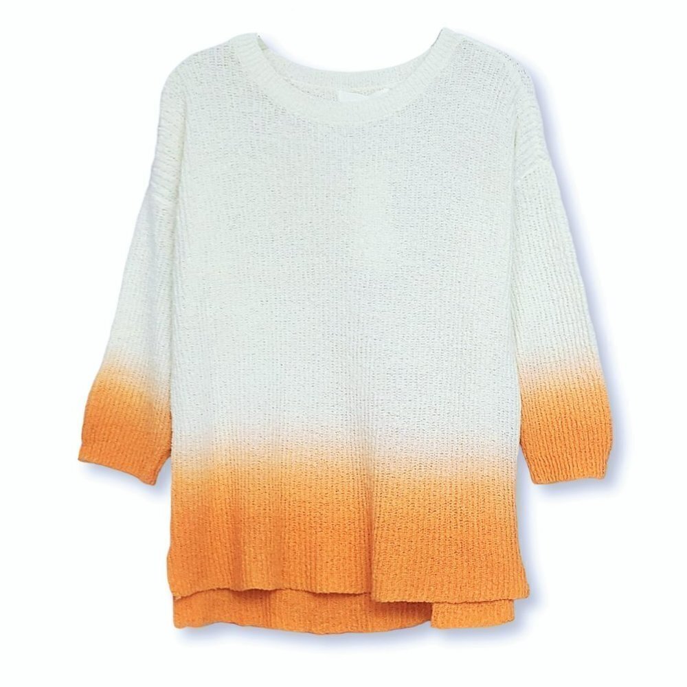 NWT ADYSON PARKER Plus 3/4 Sleeve Ombre Dip Dye Soft Cotton Blend Knit Sweater - Picture 4 of 6